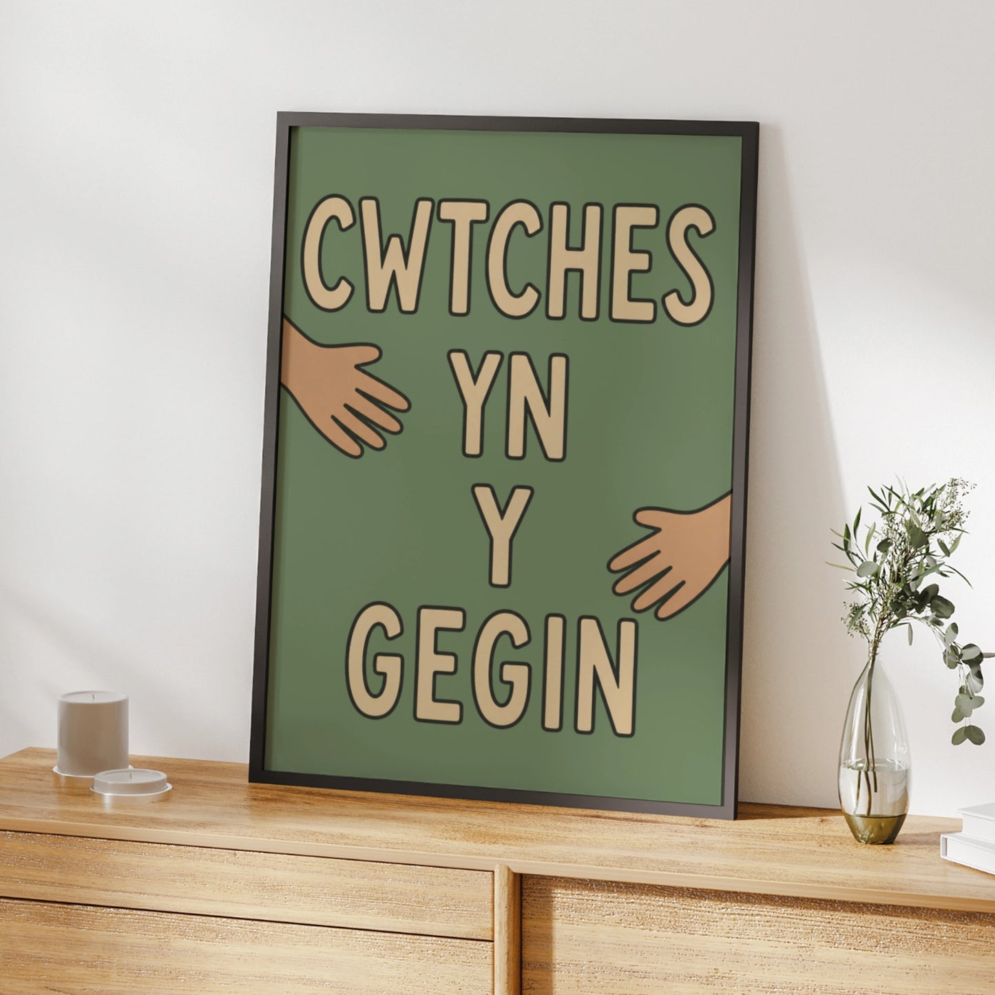 Cwtches Yn Y Gegin Welsh Kitchen Poster, Wales Wall Art, Cymraeg Hug Print