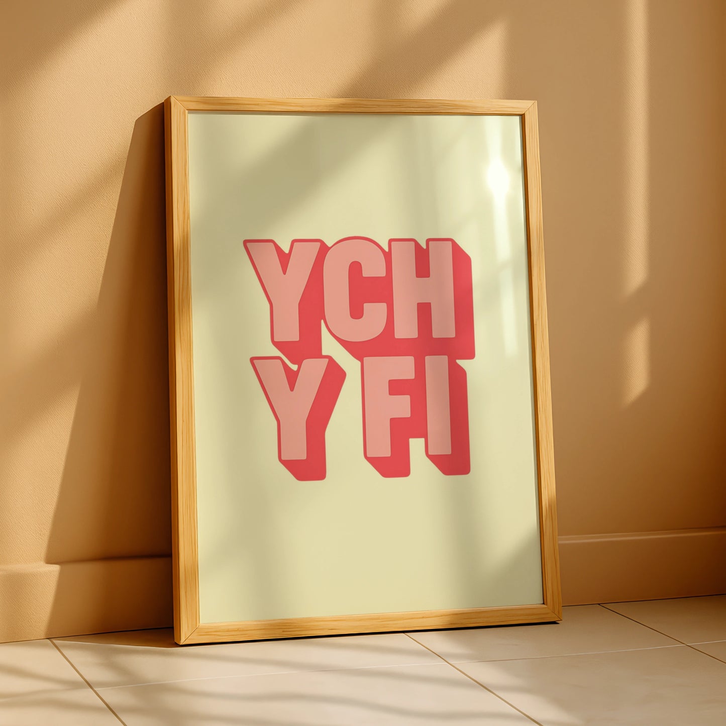 Ych Y Fi Welsh Slang Poster, Wales Wall Art, Bold Typography Print, Pink Red