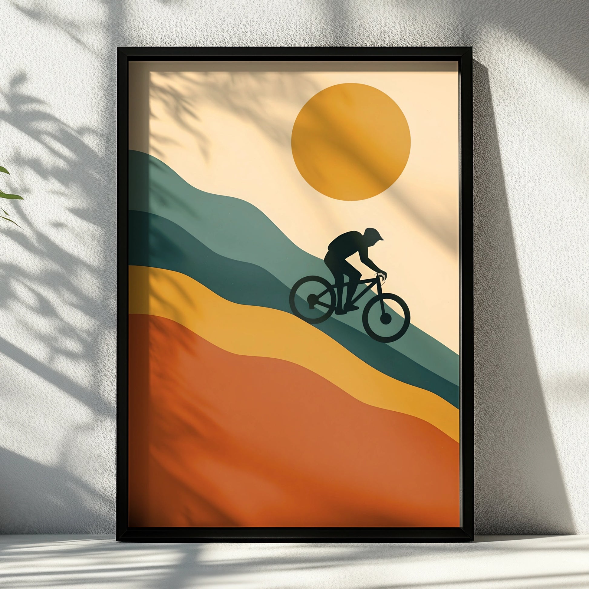 Mountain Bike Poster, Retro MTB Wall Art, Cycling Print, Minimalist Rider Gift