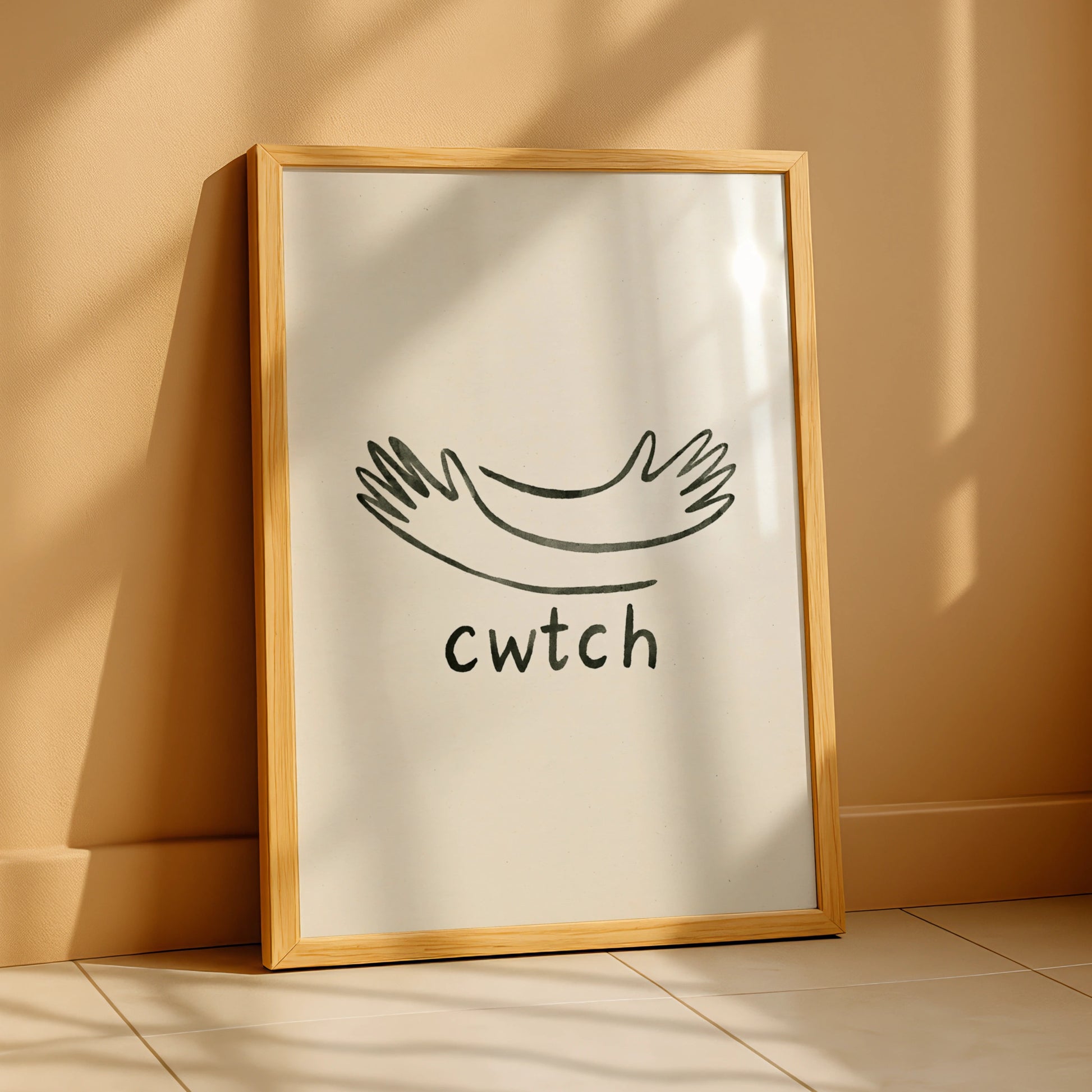 Cwtch Welsh Hug Arms Poster, Wales Word Art Print, Minimalist Welsh Gift Wall Art