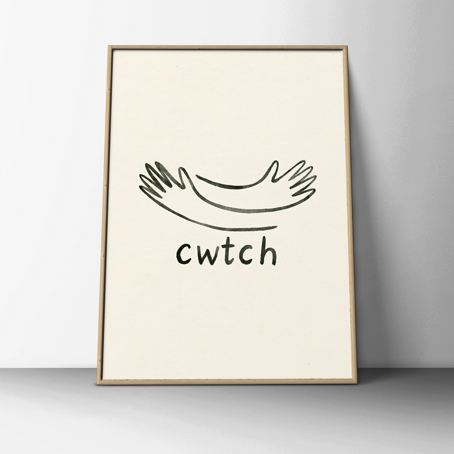 Cwtch Welsh Hug Arms Poster, Wales Word Art Print, Minimalist Welsh Gift Wall Art
