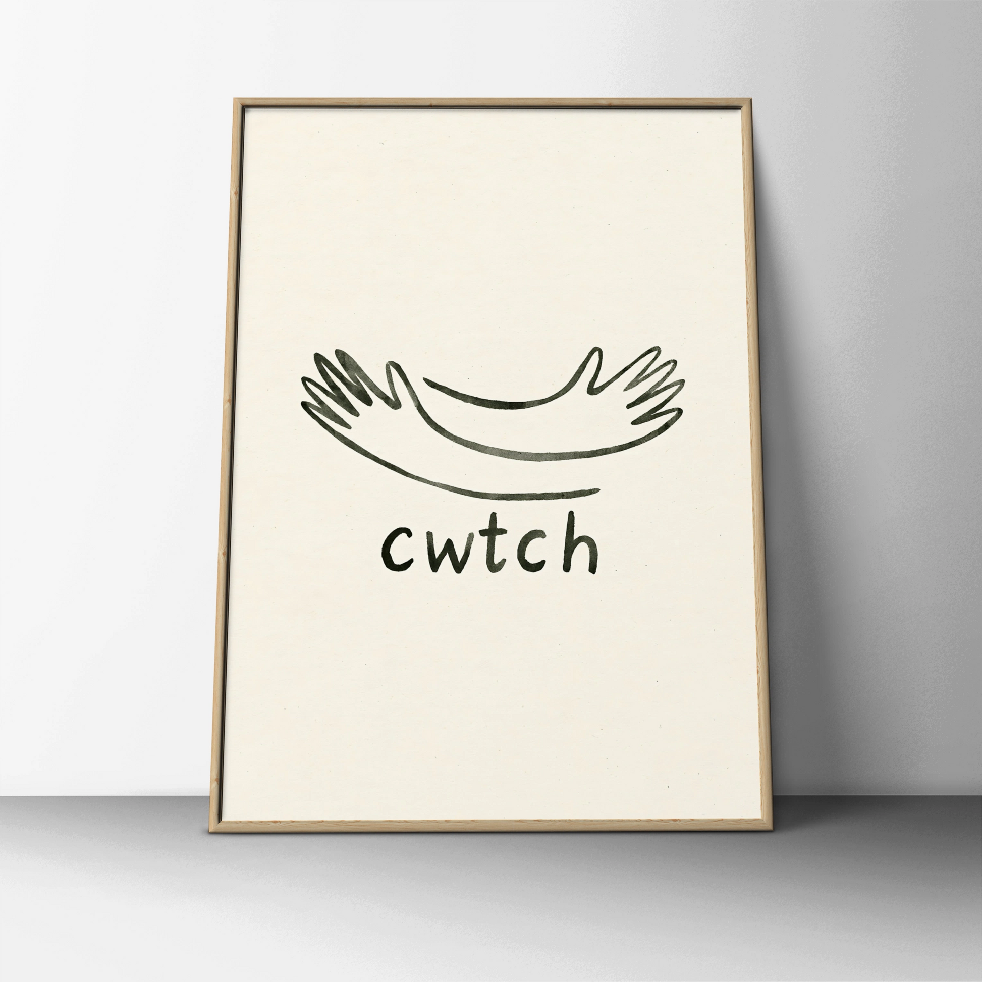 Cwtch Welsh Hug Arms Poster, Wales Word Art Print, Minimalist Welsh Gift Wall Art