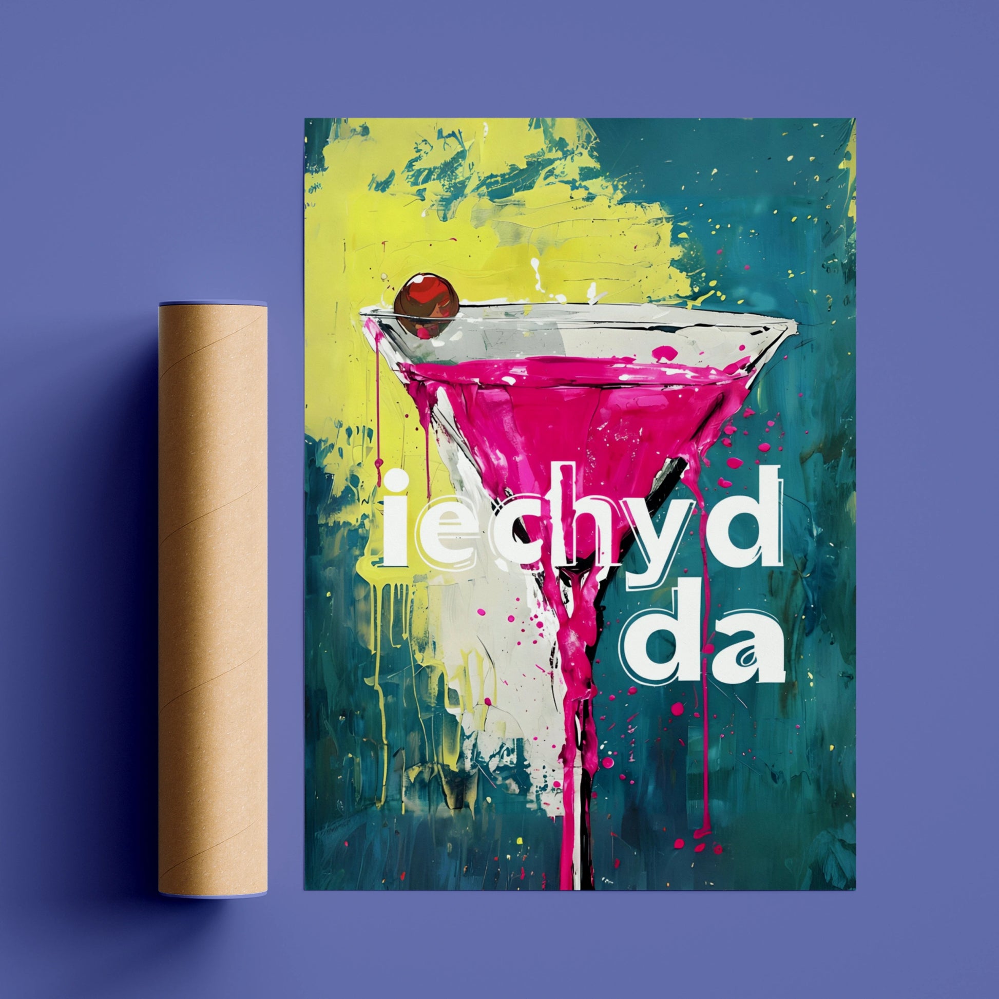 Iechyd Da Welsh Cheers Cocktail Graffiti Poster, Wales Bar Wall Art Print