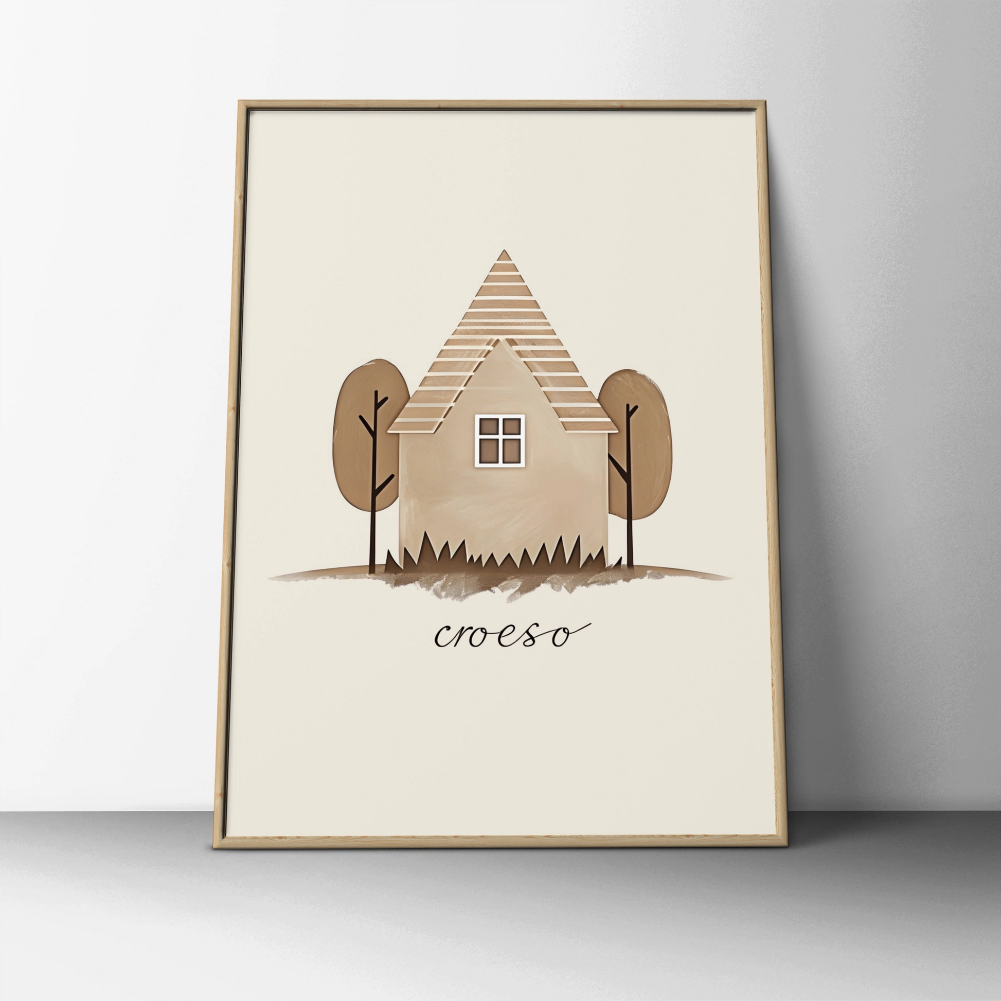 Croeso Welsh Welcome House Poster, Wales Wall Art, Minimalist Neutral Home Print