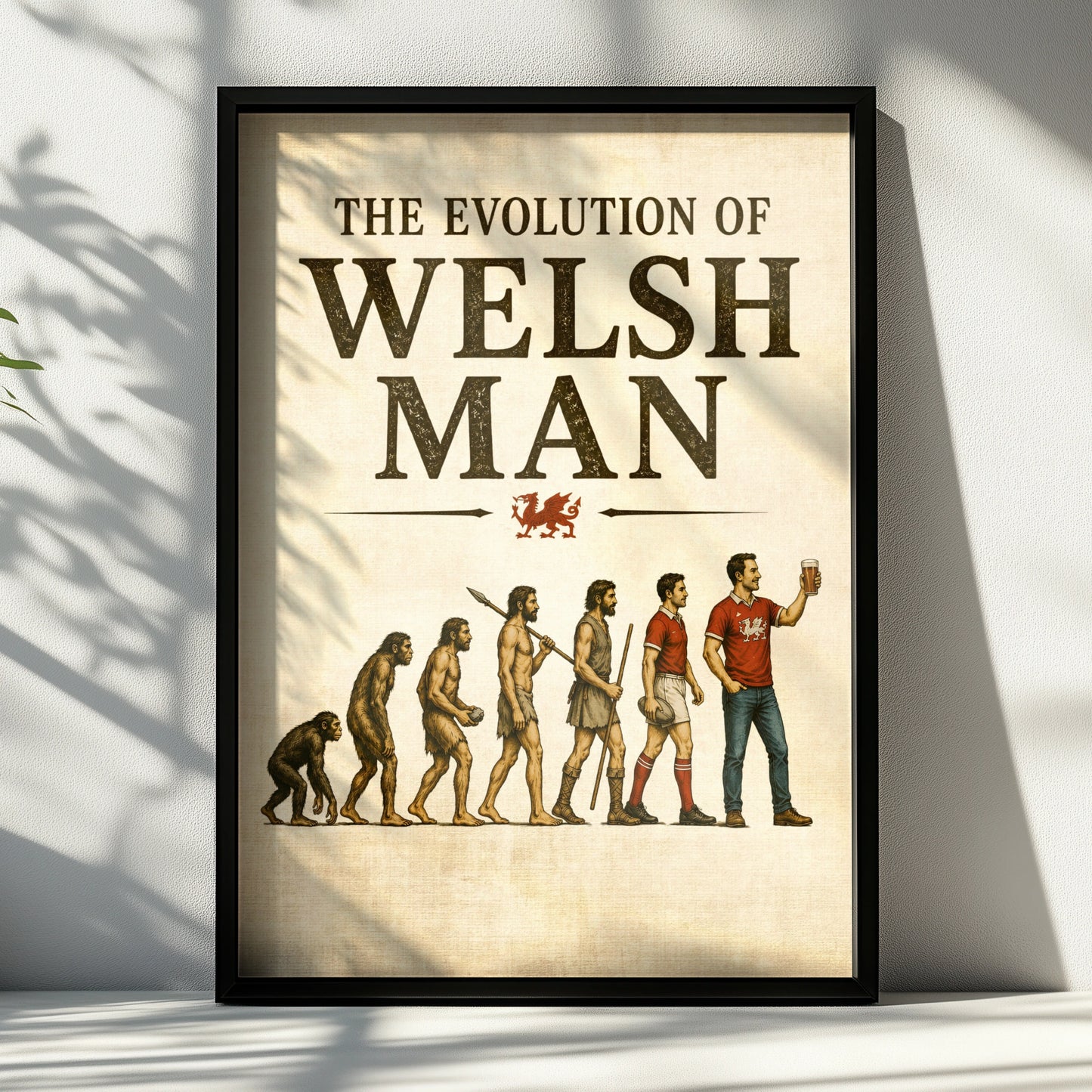 Evolution of Welsh Man Poster, Wales Rugby Funny Wall Art, Gift for Him
