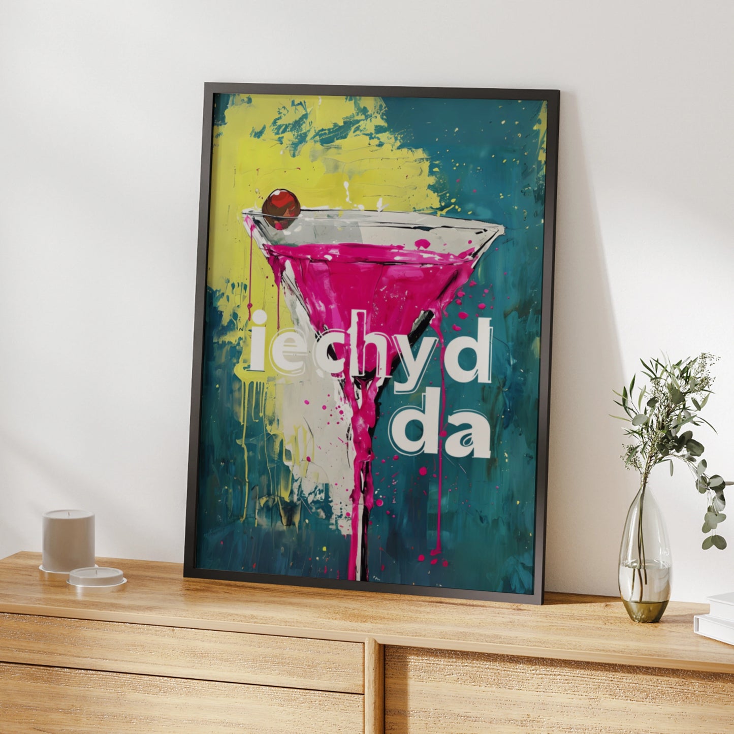 Iechyd Da Welsh Cheers Cocktail Graffiti Poster, Wales Bar Wall Art Print
