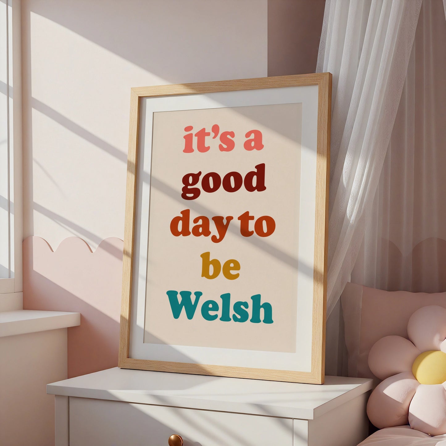 It's A Good Day To Be Welsh Poster, Wales Quote Wall Art, Retro Colourful Print