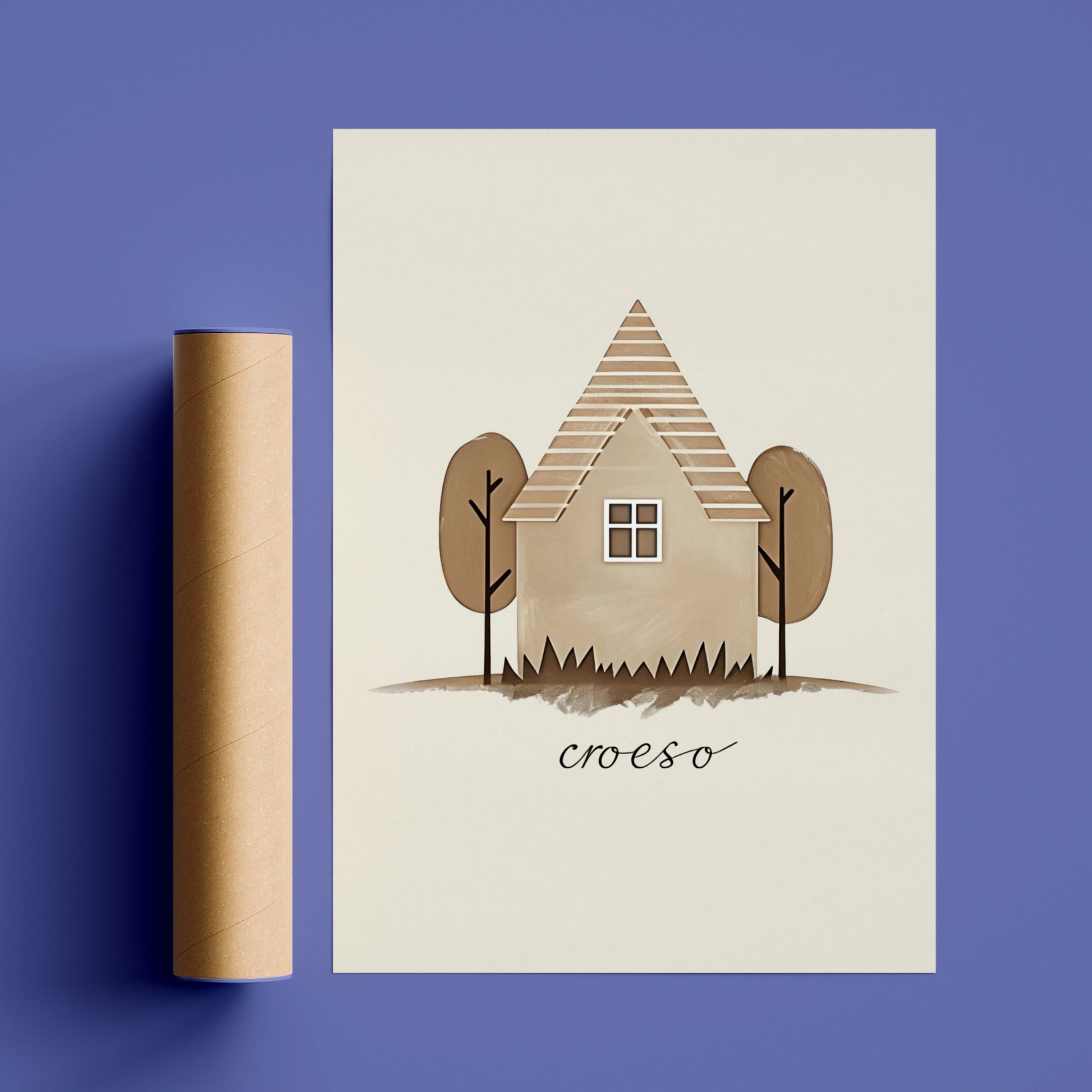 Croeso Welsh Welcome House Poster, Wales Wall Art, Minimalist Neutral Home Print