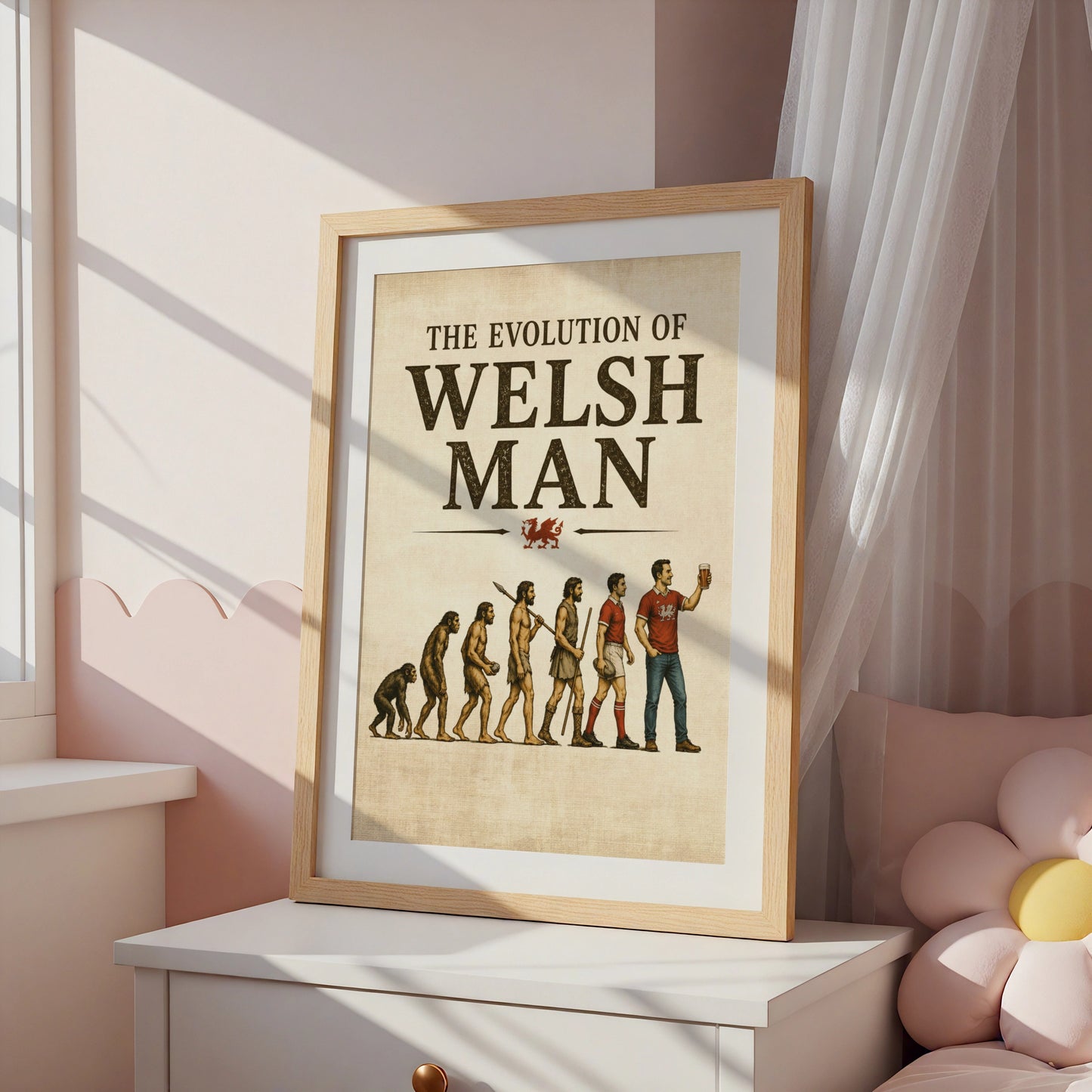 Evolution of Welsh Man Poster, Wales Rugby Funny Wall Art, Gift for Him