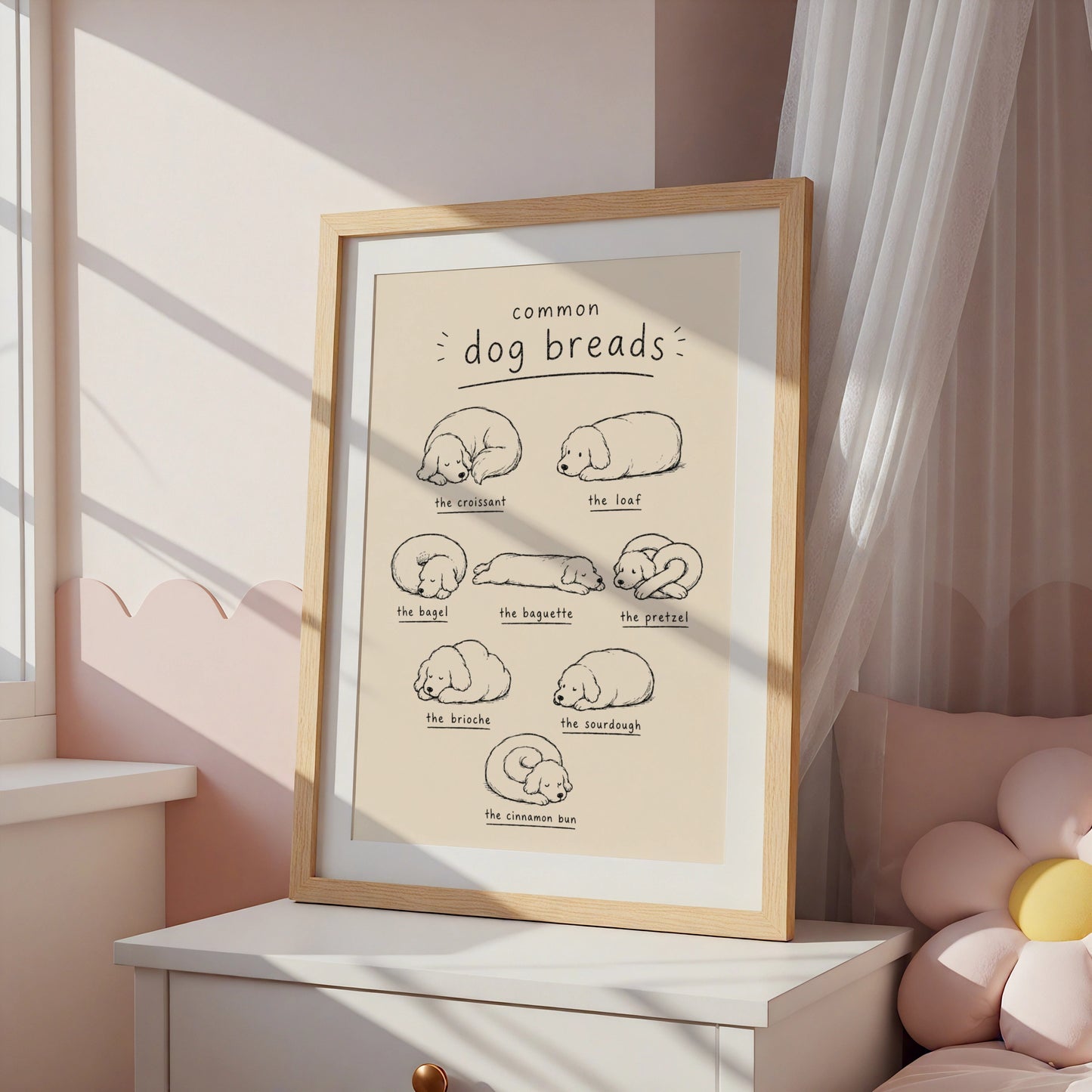 Common Dog Breads Funny Dog Poster, Cute Dog Art Print, Dog Lover Wall Decor Gift