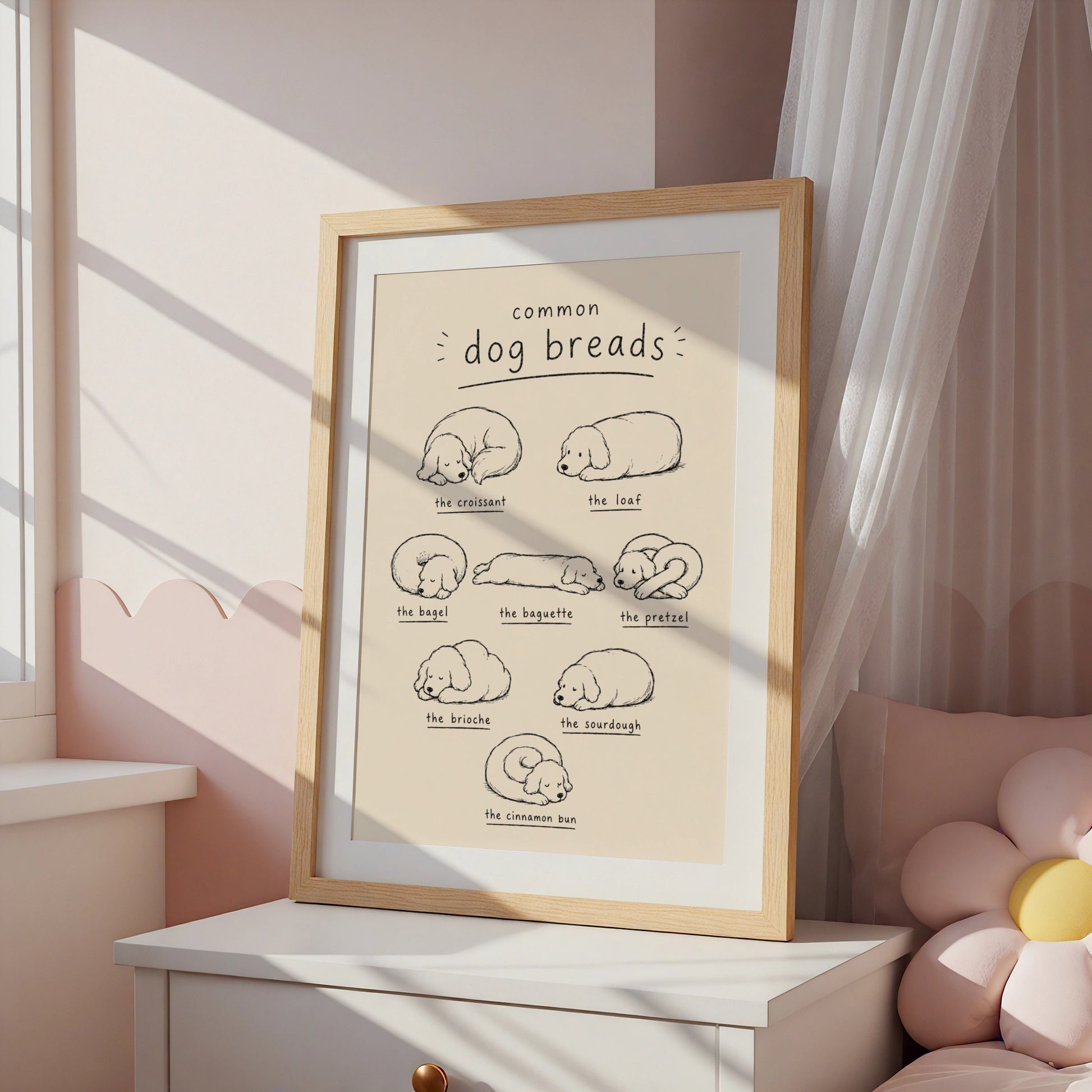 Common Dog Breads Funny Dog Poster, Cute Dog Art Print, Dog Lover Wall Decor Gift