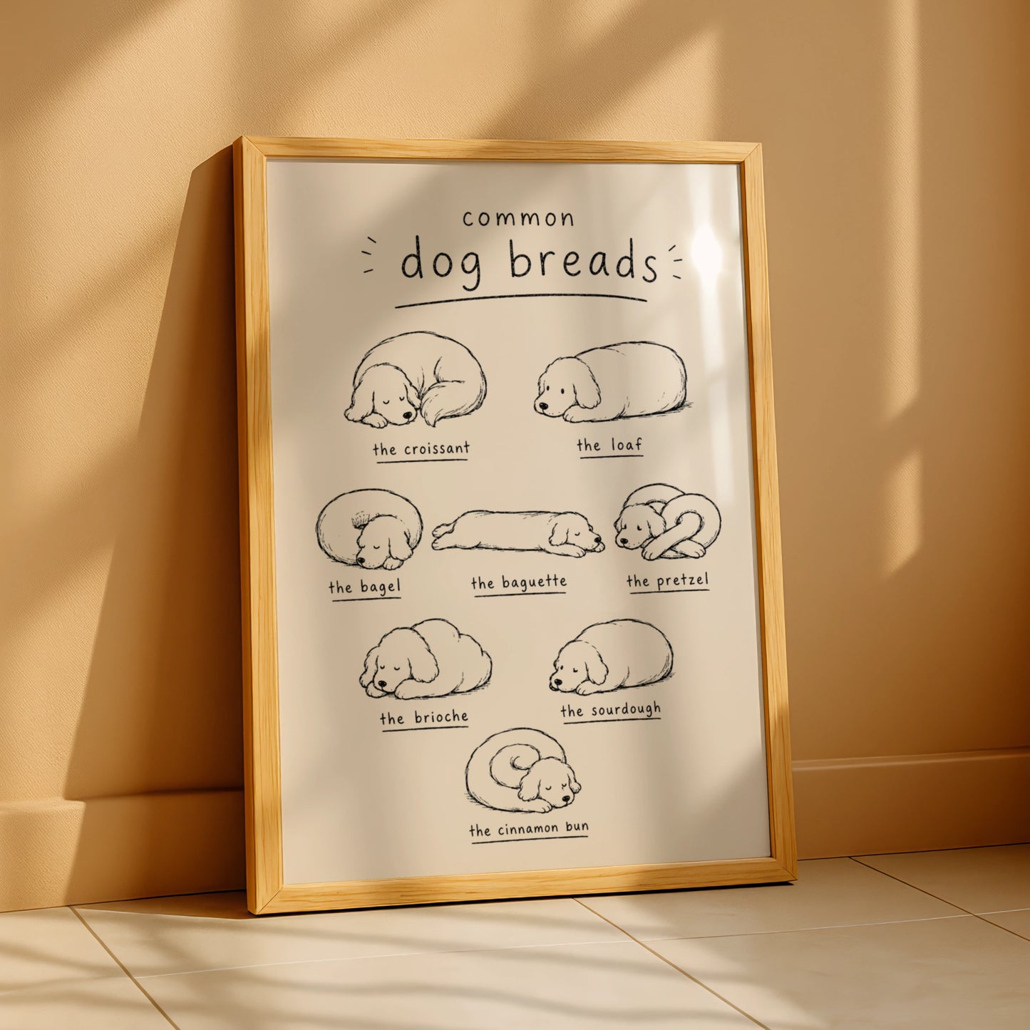 Common Dog Breads Funny Dog Poster, Cute Dog Art Print, Dog Lover Wall Decor Gift