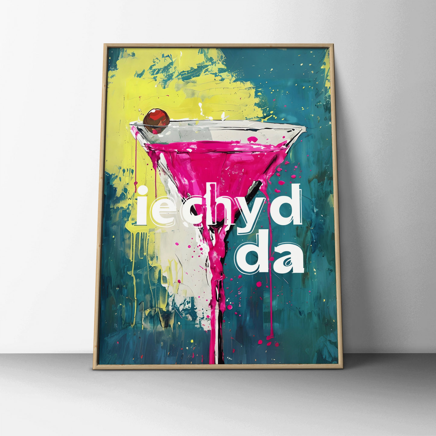 Iechyd Da Welsh Cheers Cocktail Graffiti Poster, Wales Bar Wall Art Print