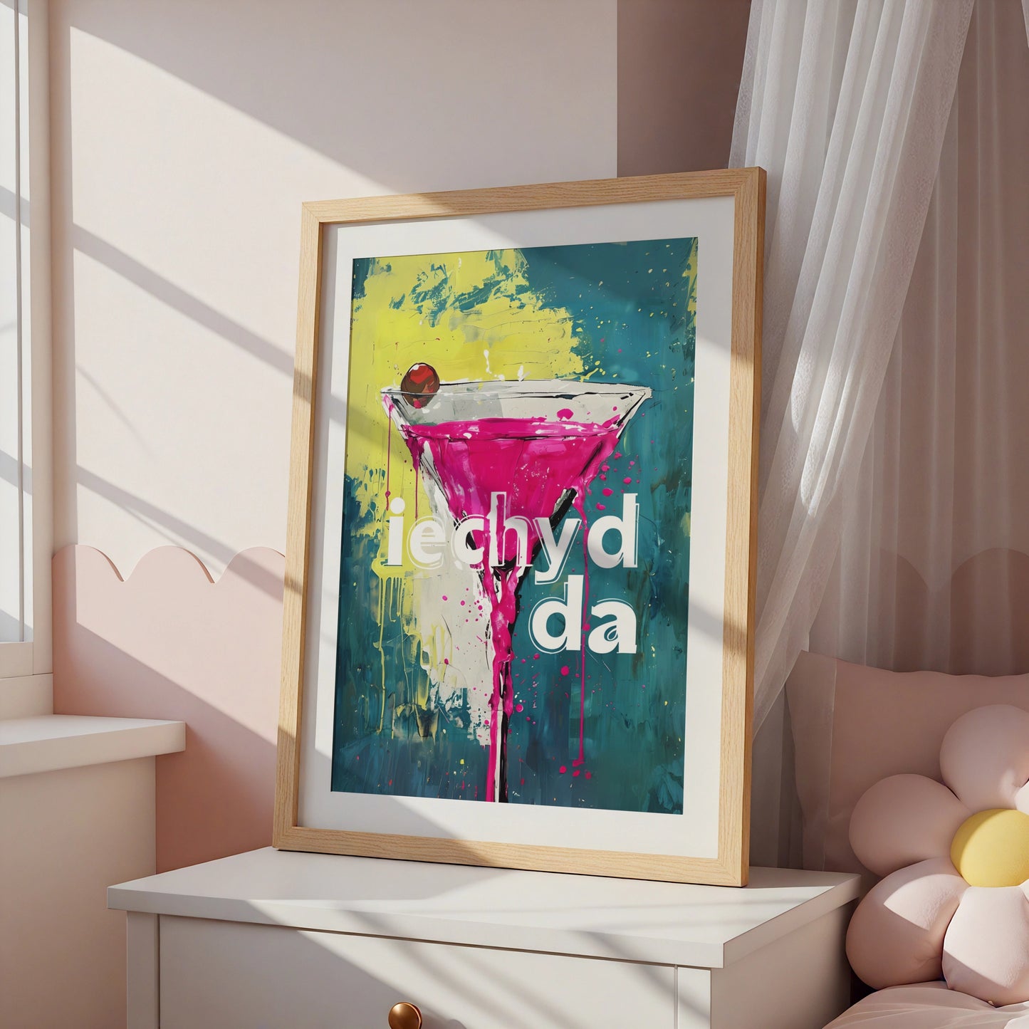 Iechyd Da Welsh Cheers Cocktail Graffiti Poster, Wales Bar Wall Art Print