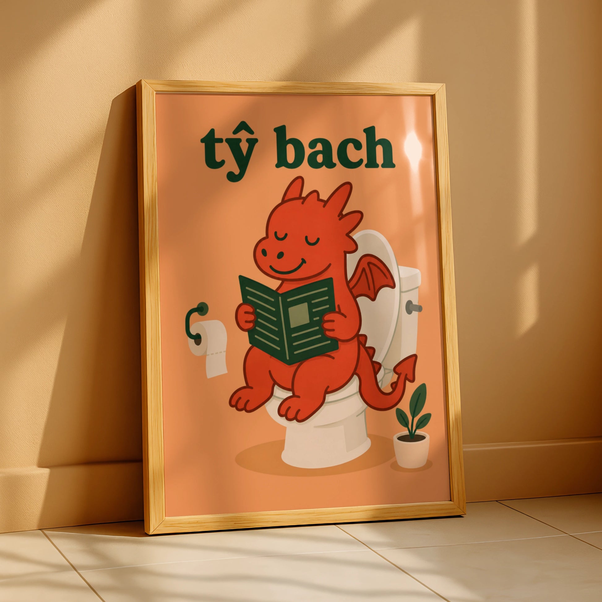 Ty Bach Welsh Dragon Bathroom Poster, Funny Wales Toilet Wall Art Print