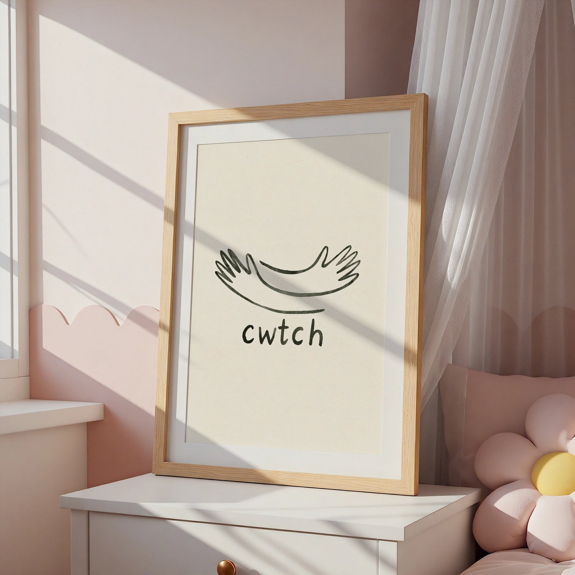 Cwtch Welsh Hug Arms Poster, Wales Word Art Print, Minimalist Welsh Gift Wall Art