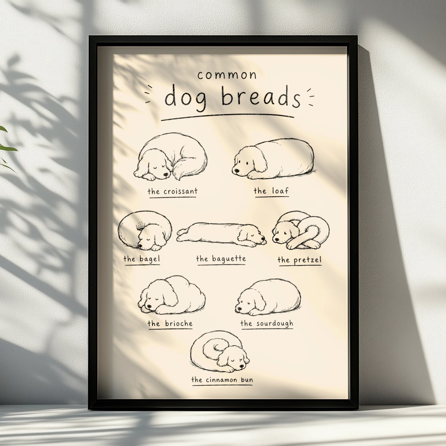 Common Dog Breads Funny Dog Poster, Cute Dog Art Print, Dog Lover Wall Decor Gift