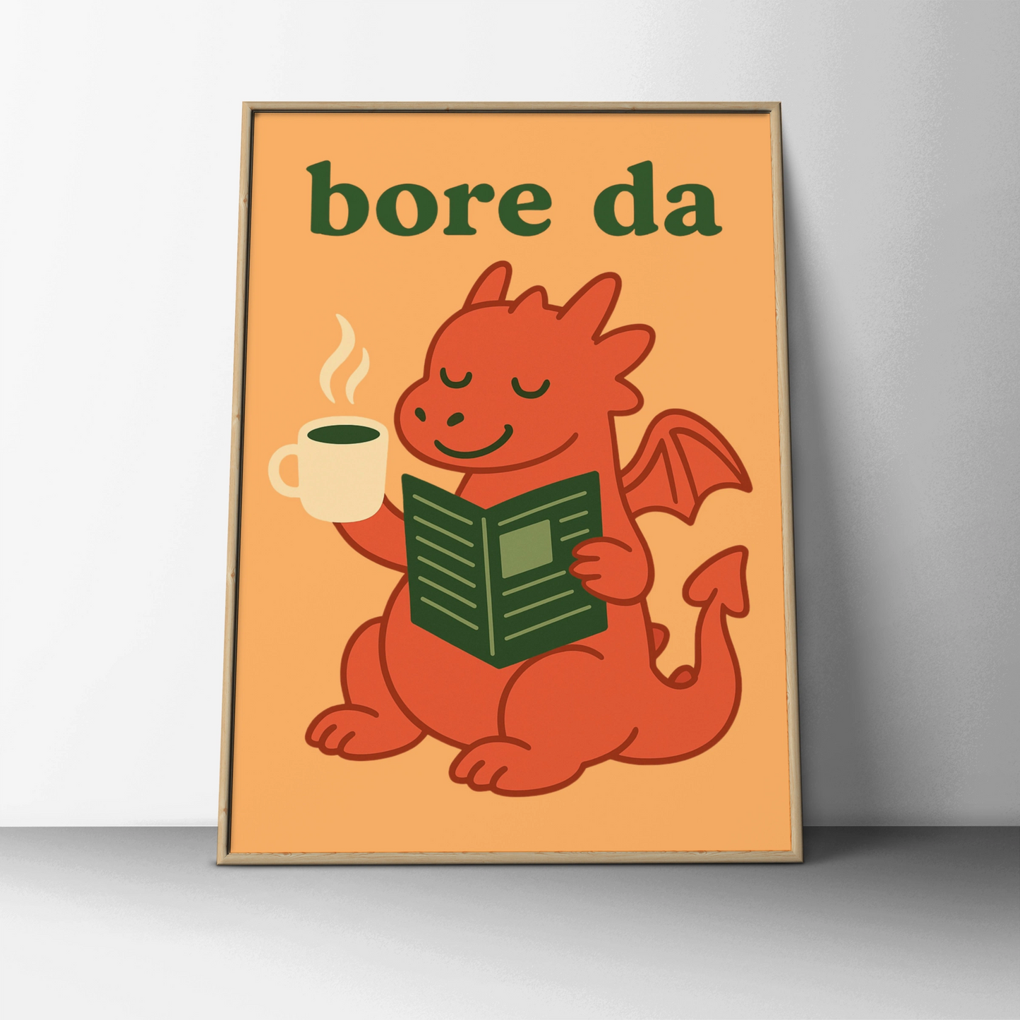Bore Da Welsh Dragon Poster, Wales Wall Art, Welsh Language Good Morning Print
