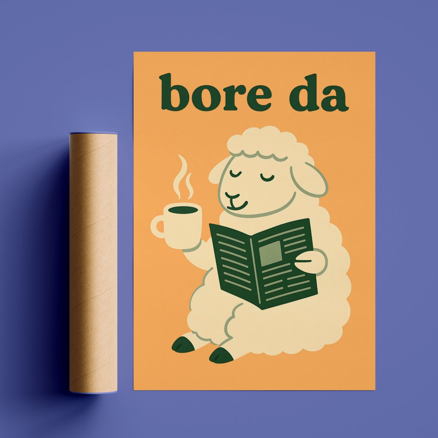 Bore Da Welsh Sheep Poster, Wales Wall Art, Funny Welsh Language Good Morning Print