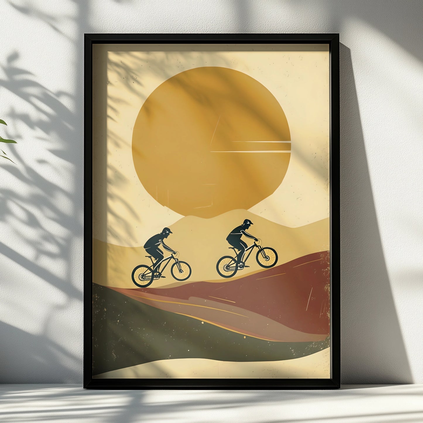 Mountain Bike Poster, MTB Wall Art, Retro Cycling Print, Minimalist Sunset Rider Decor