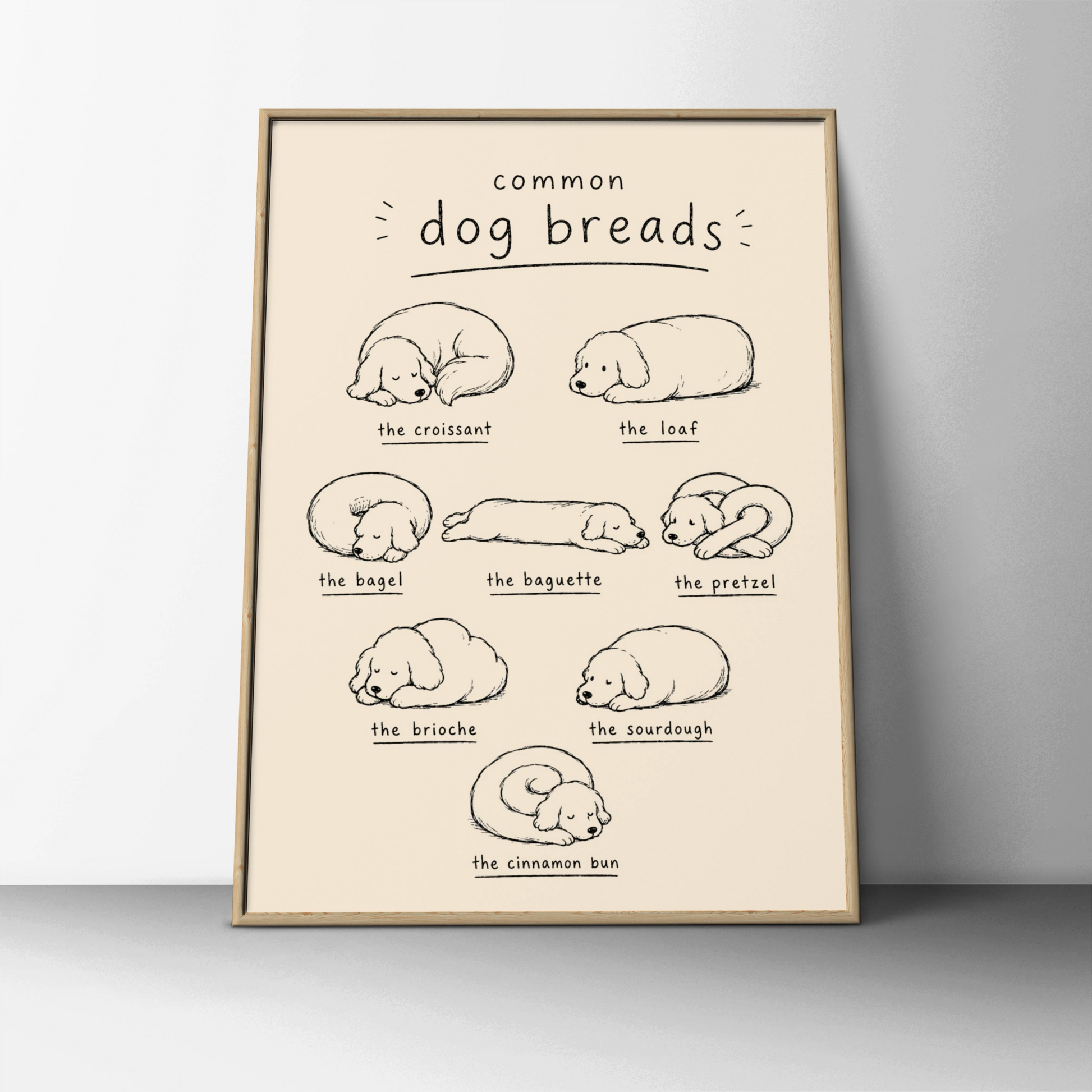 Common Dog Breads Funny Dog Poster, Cute Dog Art Print, Dog Lover Wall Decor Gift