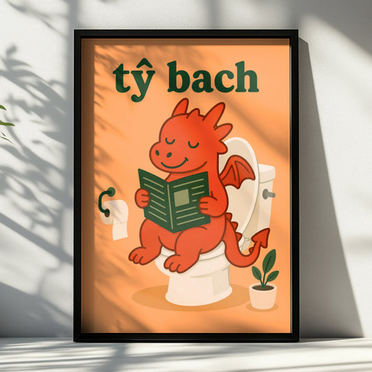 Ty Bach Welsh Dragon Bathroom Poster, Funny Wales Toilet Wall Art Print