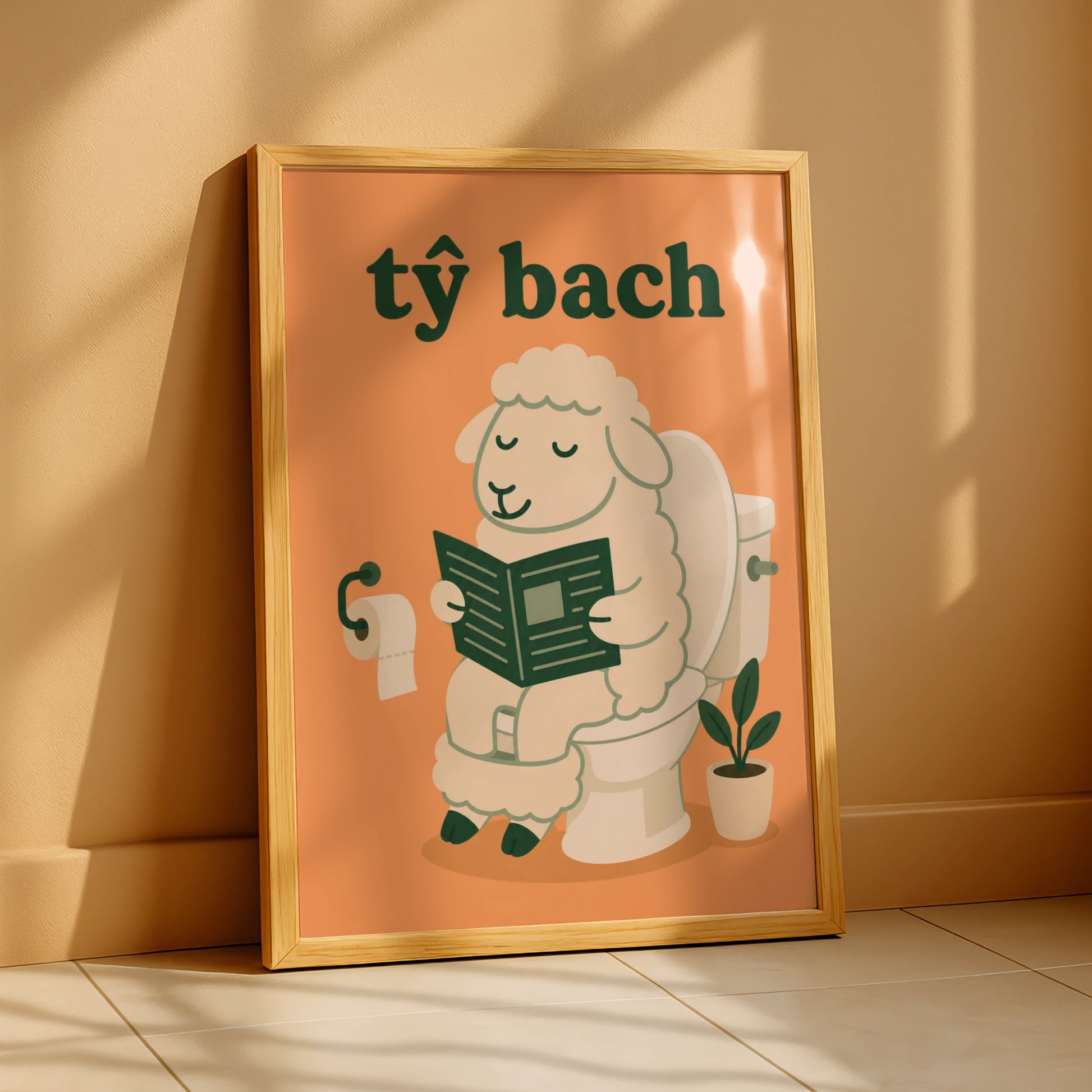 Ty Bach Welsh Sheep Bathroom Poster, Wales Funny Toilet Wall Art, Novelty Gift