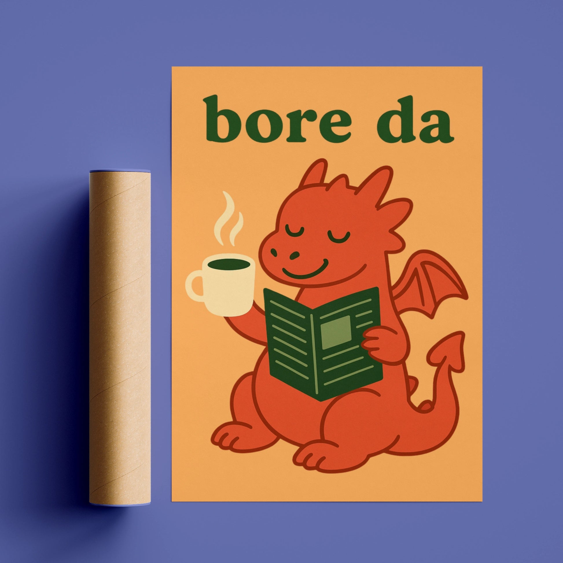 Bore Da Welsh Dragon Poster, Wales Wall Art, Welsh Language Good Morning Print