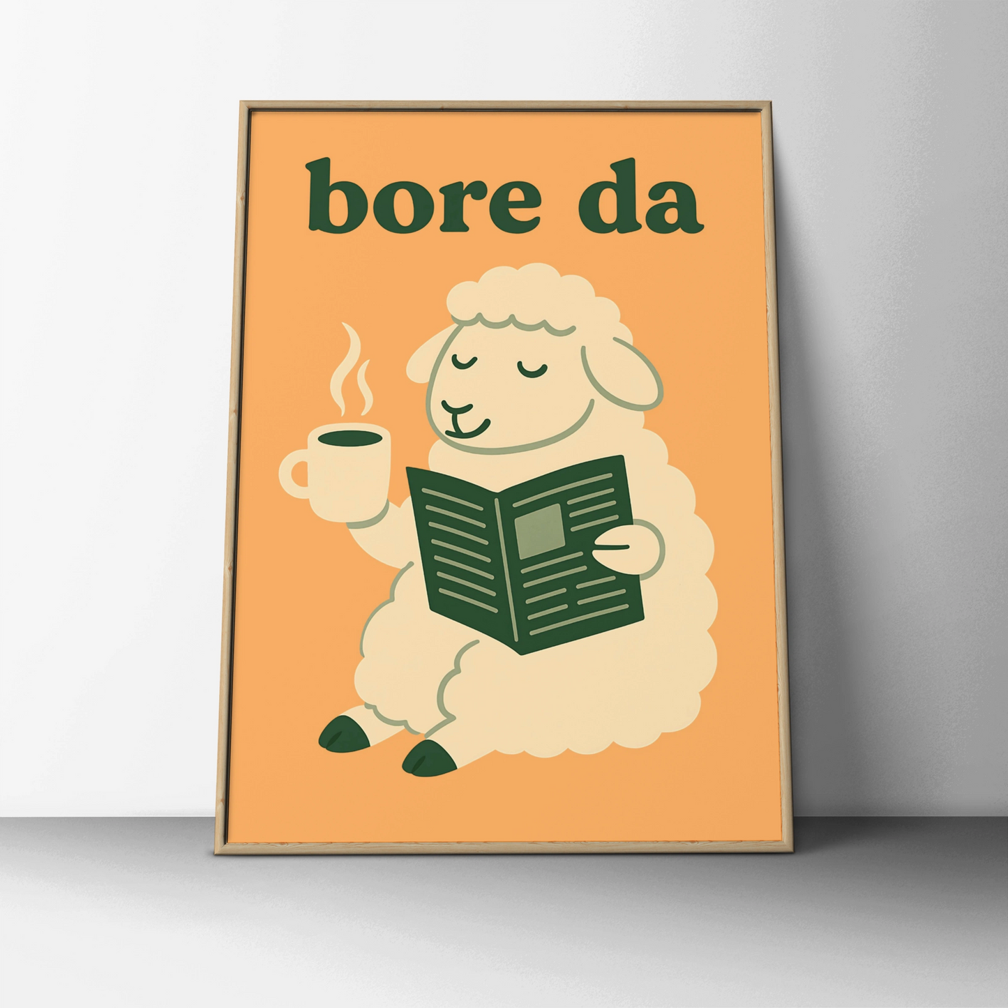 Bore Da Welsh Sheep Poster, Wales Wall Art, Funny Welsh Language Good Morning Print