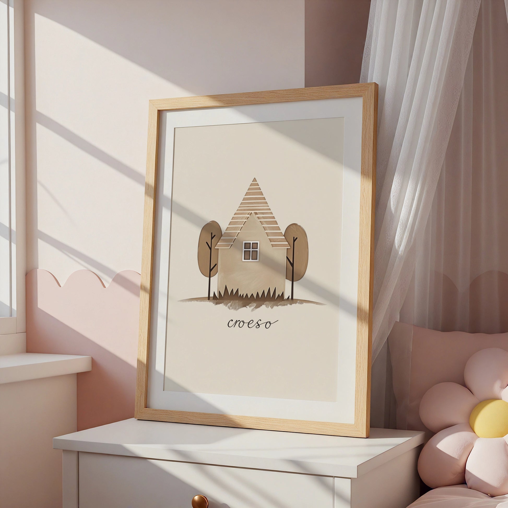 Croeso Welsh Welcome House Poster, Wales Wall Art, Minimalist Neutral Home Print