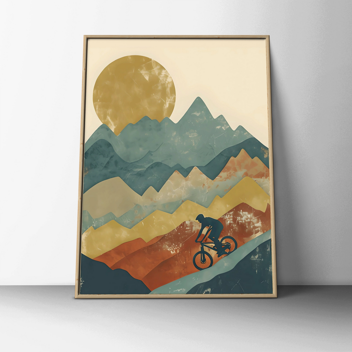 Mountain Bike Poster, MTB Wall Art, Retro Cycling Print, Minimalist Mountain Decor