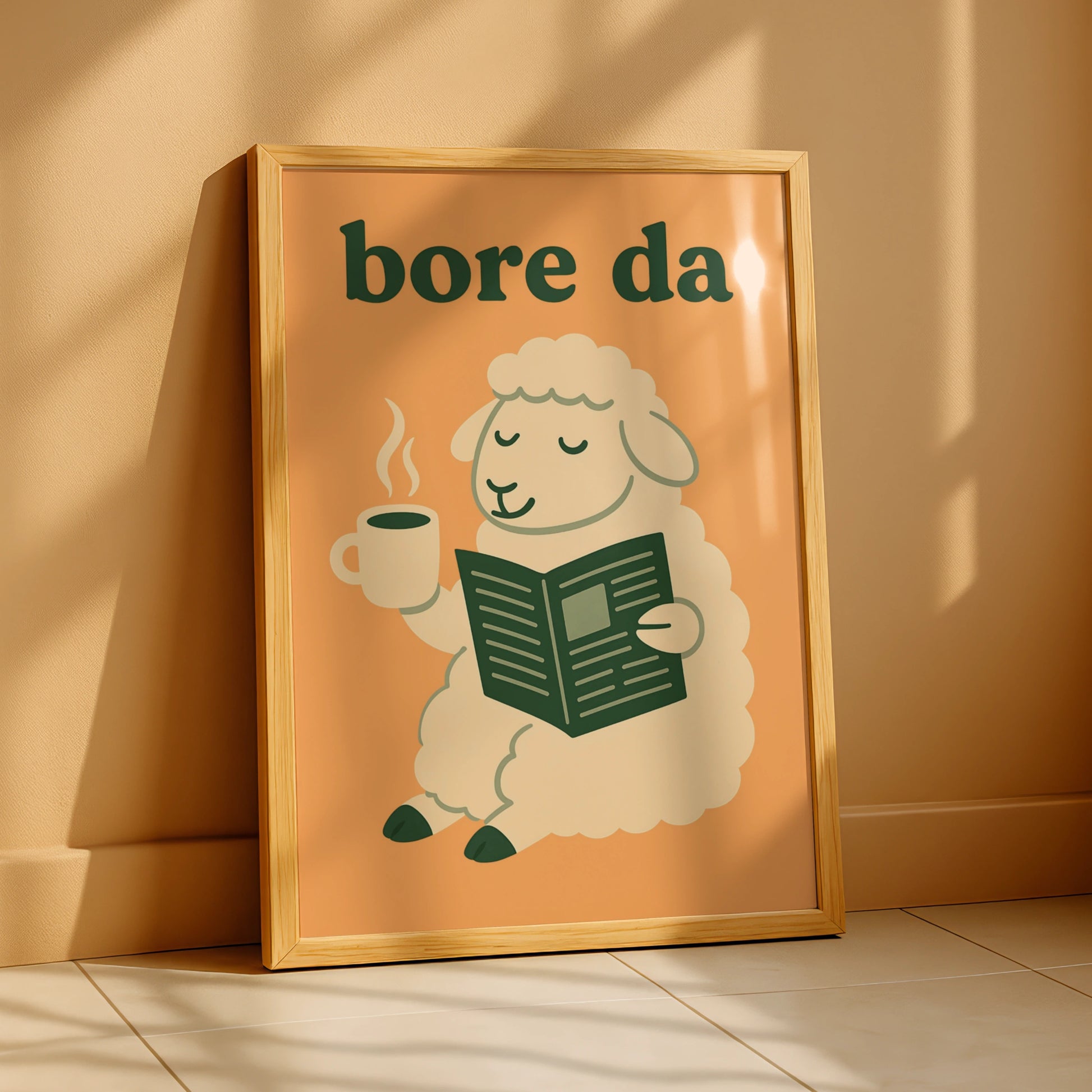 Bore Da Welsh Sheep Poster, Wales Wall Art, Funny Welsh Language Good Morning Print