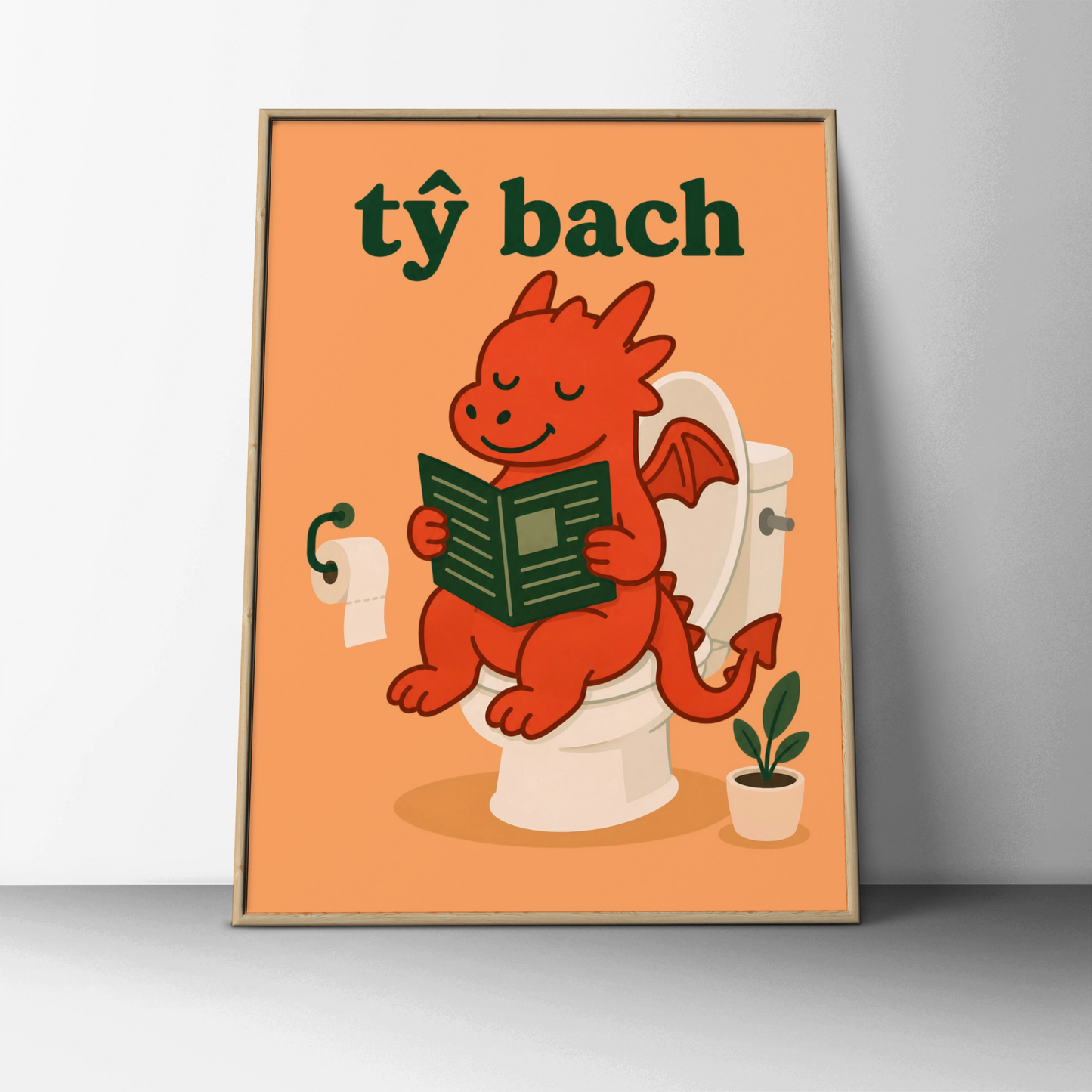 Ty Bach Welsh Dragon Bathroom Poster, Funny Wales Toilet Wall Art Print