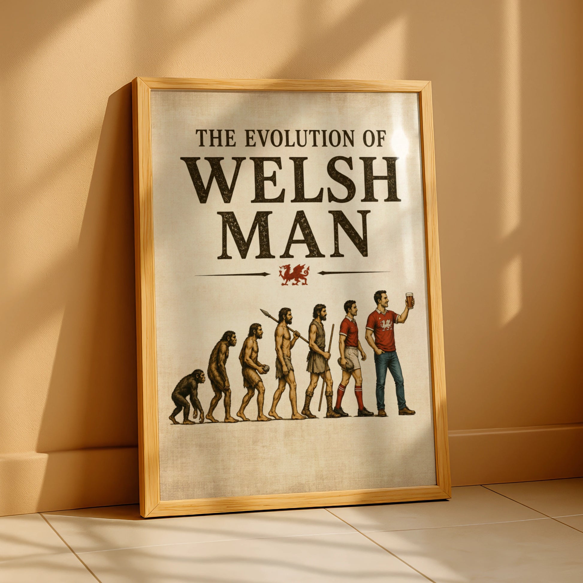 Evolution of Welsh Man Poster, Wales Rugby Funny Wall Art, Gift for Him
