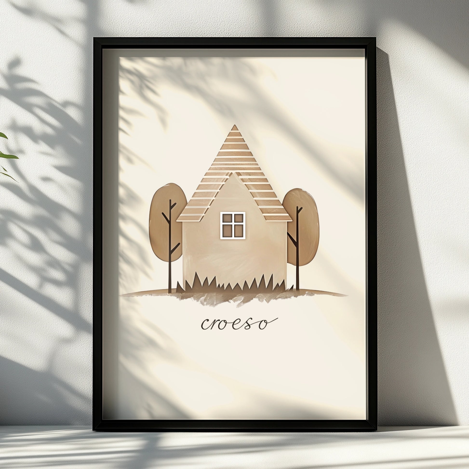 Croeso Welsh Welcome House Poster, Wales Wall Art, Minimalist Neutral Home Print