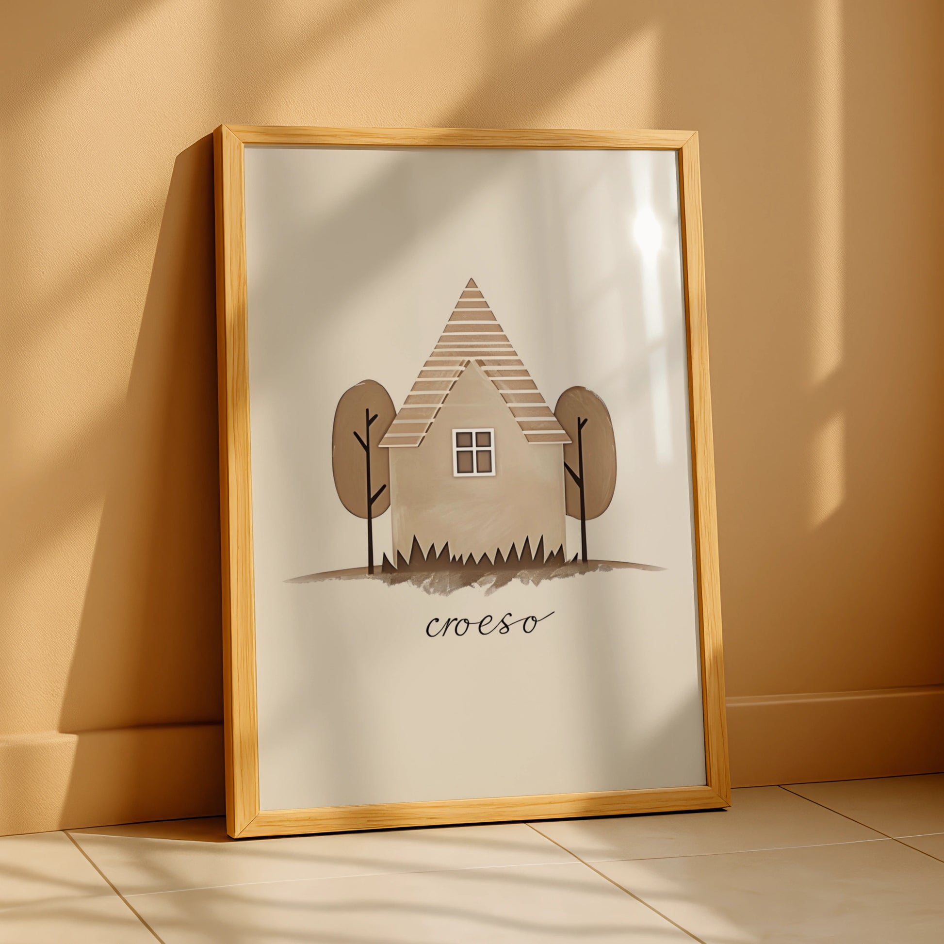 Croeso Welsh Welcome House Poster, Wales Wall Art, Minimalist Neutral Home Print