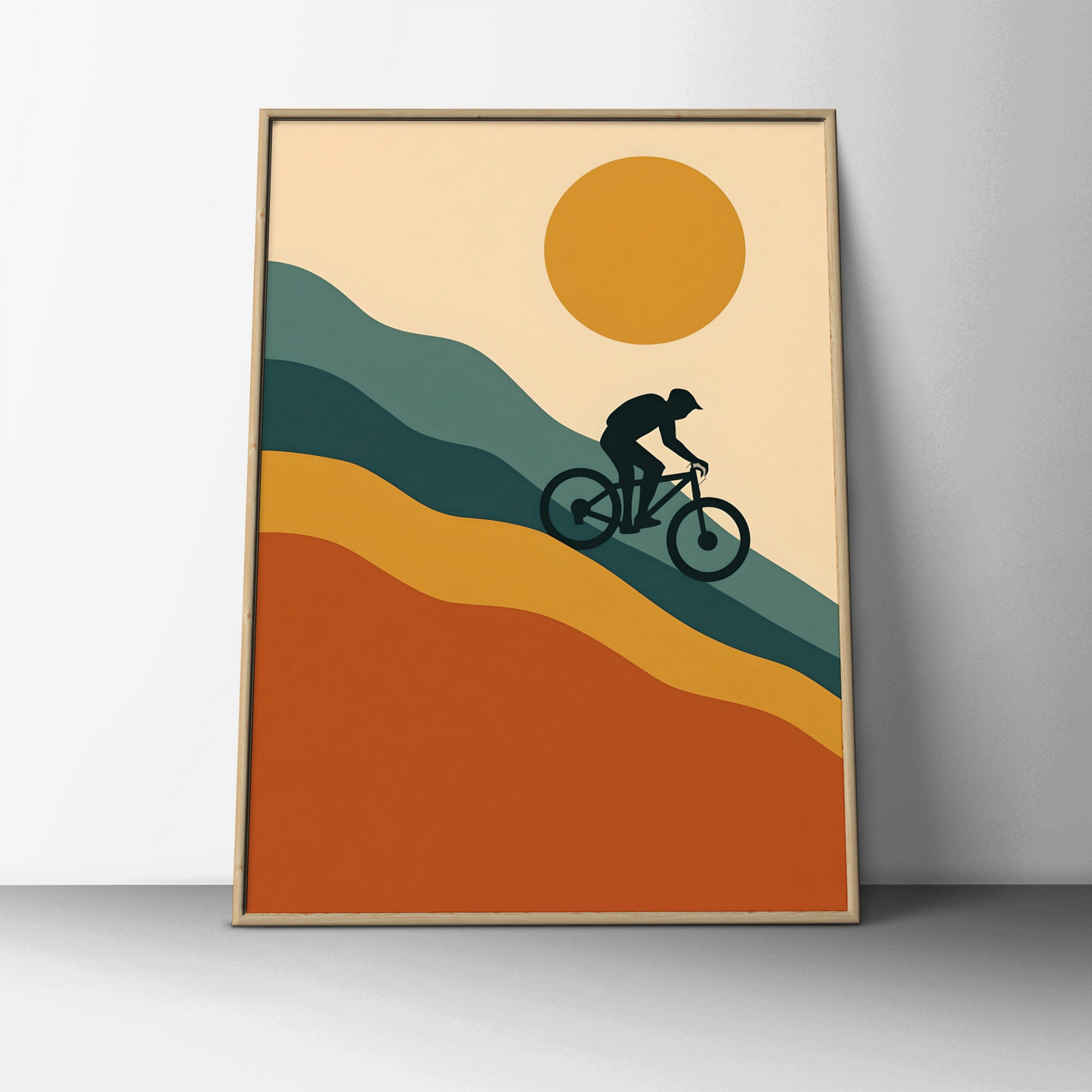 Mountain Bike Poster, Retro MTB Wall Art, Cycling Print, Minimalist Rider Gift