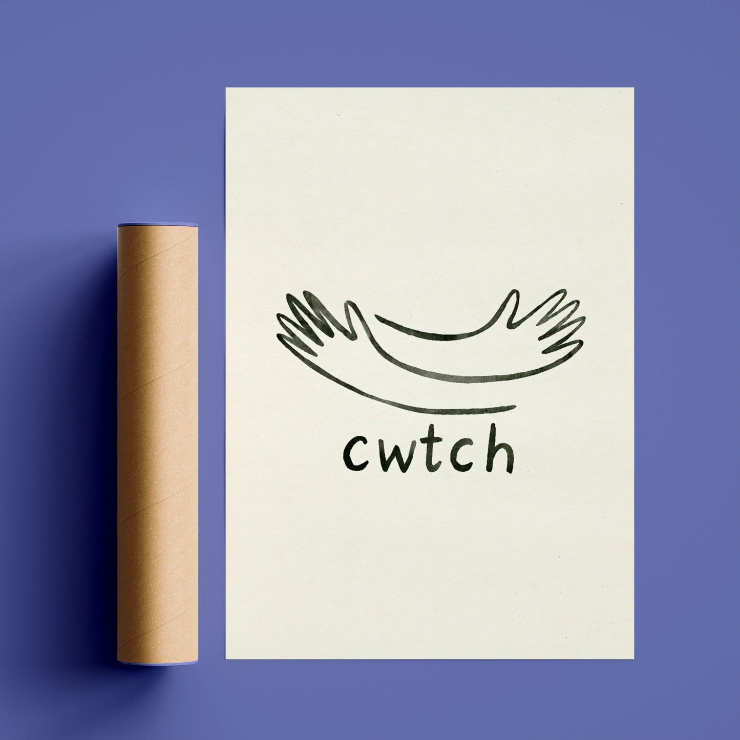 Cwtch Welsh Hug Arms Poster, Wales Word Art Print, Minimalist Welsh Gift Wall Art