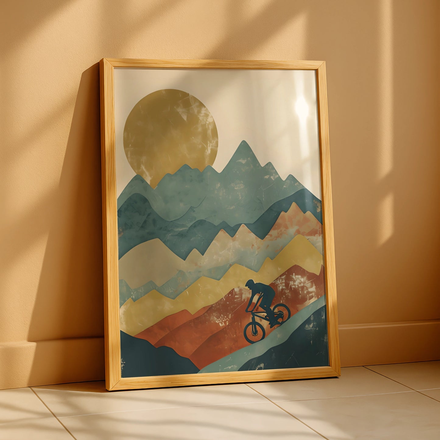 Mountain Bike Poster, MTB Wall Art, Retro Cycling Print, Minimalist Mountain Decor
