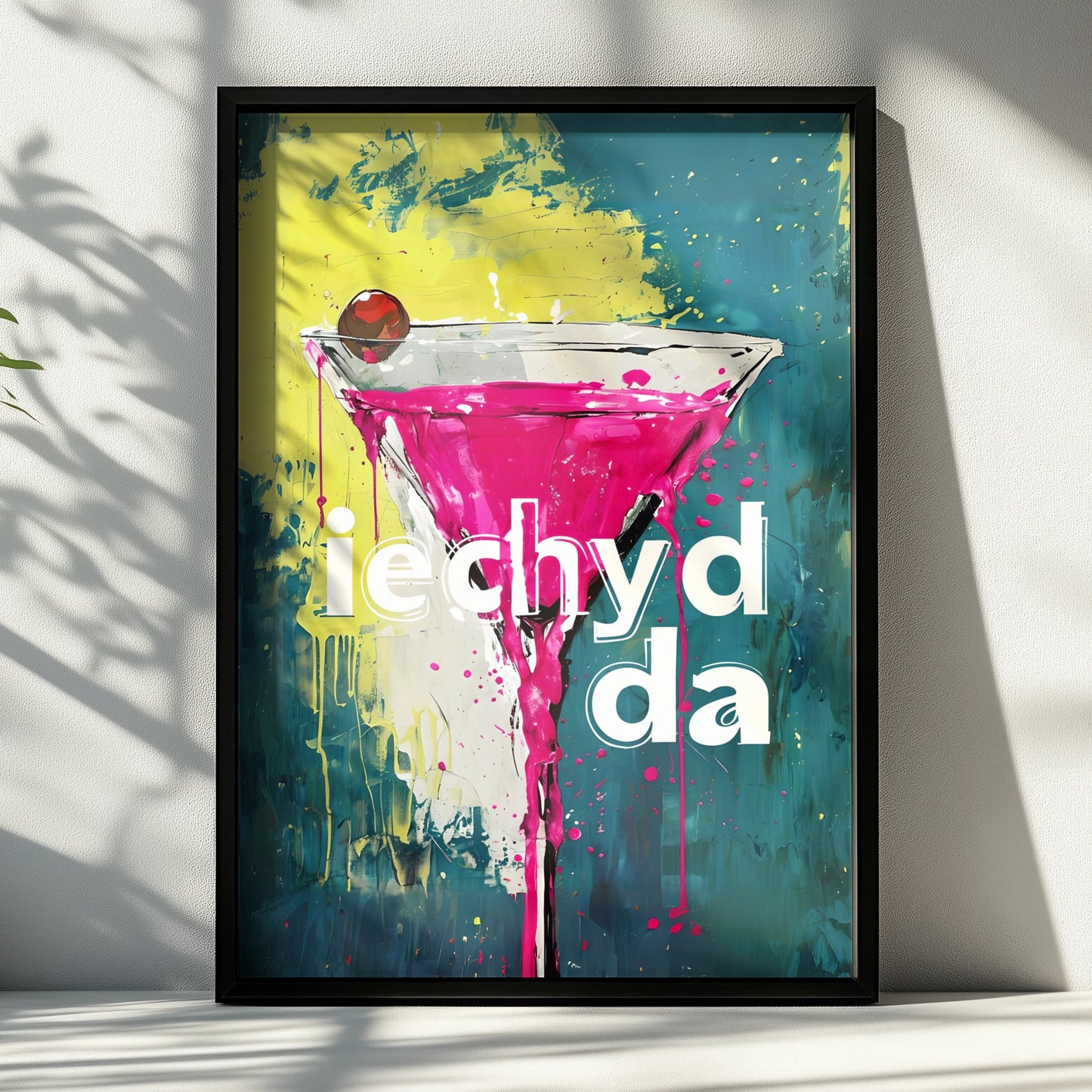 Iechyd Da Welsh Cheers Cocktail Graffiti Poster, Wales Bar Wall Art Print