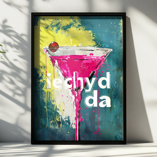 Iechyd Da Welsh Cheers Cocktail Graffiti Poster, Wales Bar Wall Art Print