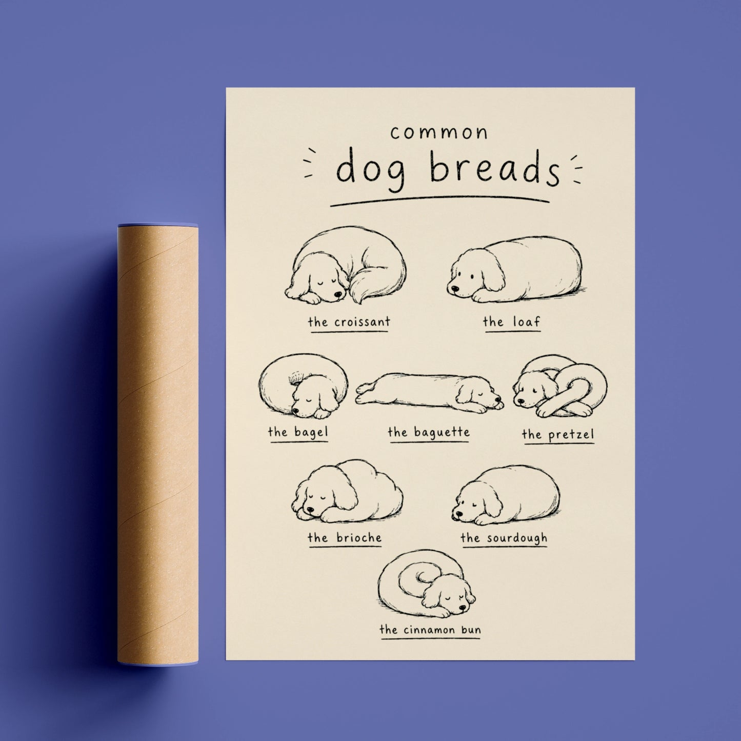 Common Dog Breads Funny Dog Poster, Cute Dog Art Print, Dog Lover Wall Decor Gift