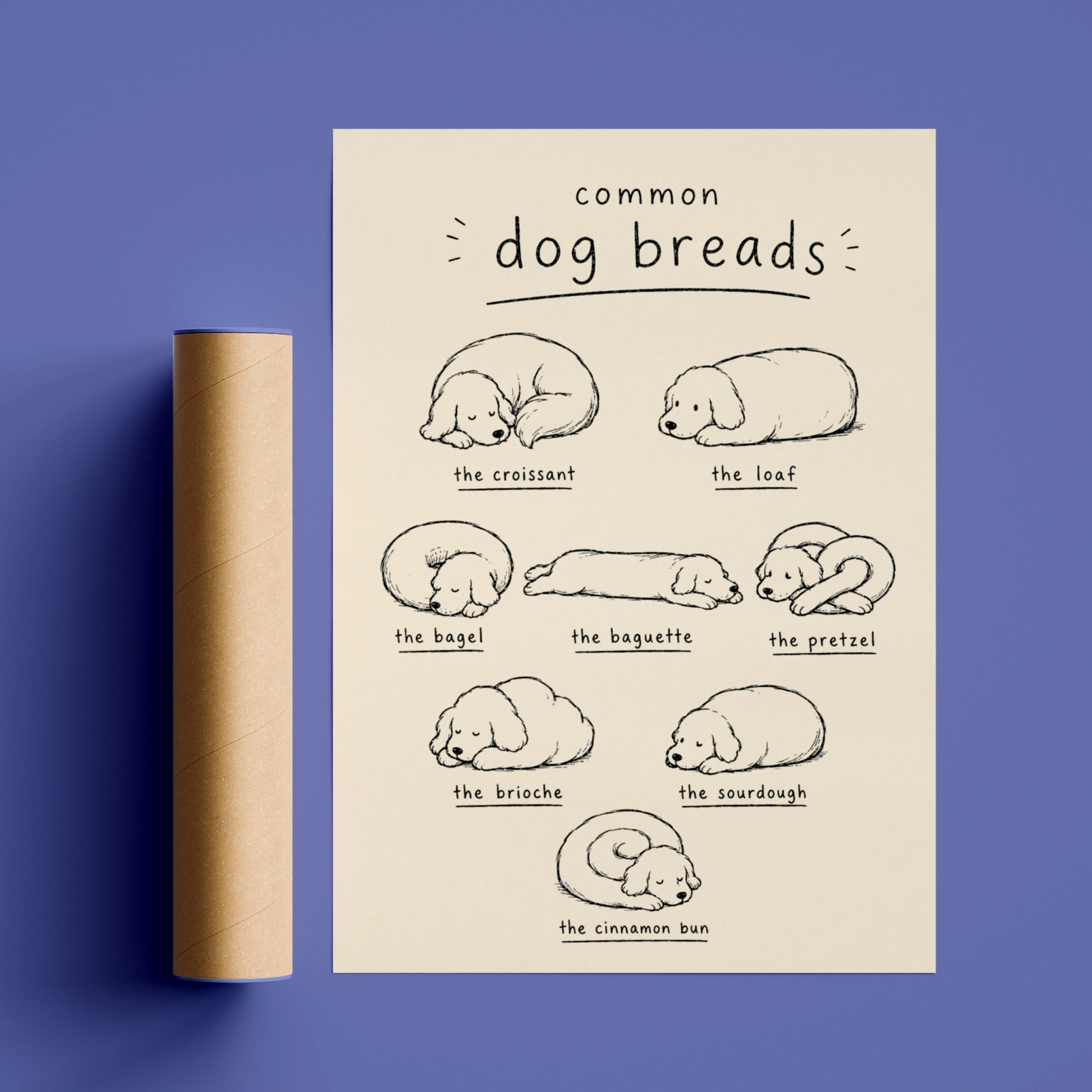 Common Dog Breads Funny Dog Poster, Cute Dog Art Print, Dog Lover Wall Decor Gift