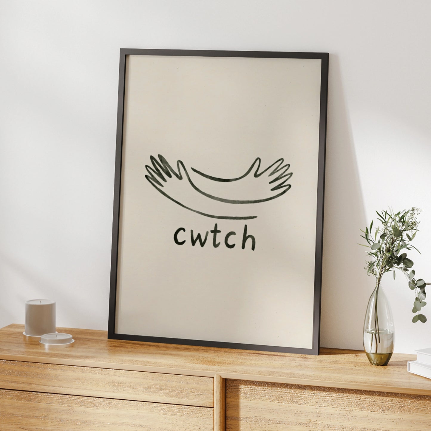 Cwtch Welsh Hug Arms Poster, Wales Word Art Print, Minimalist Welsh Gift Wall Art