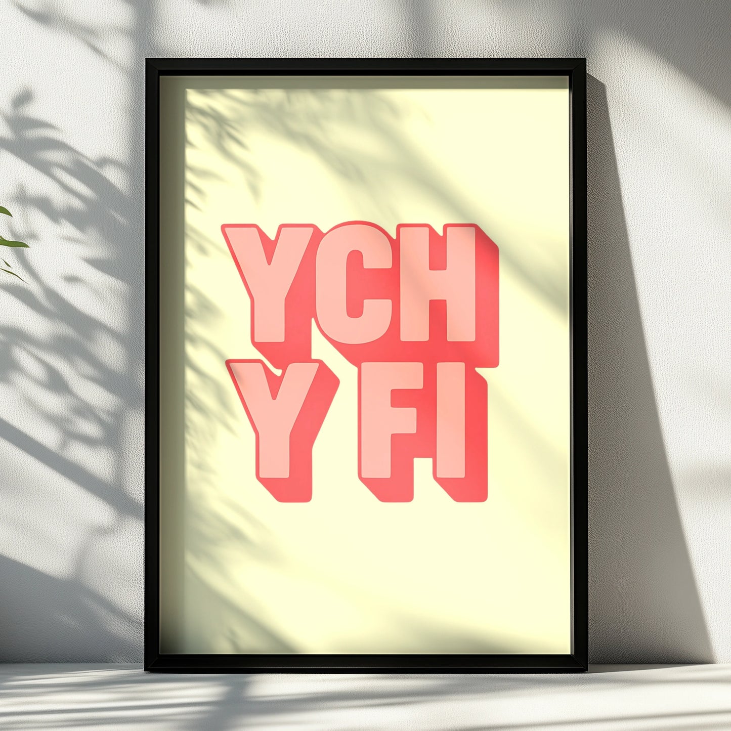 Ych Y Fi Welsh Slang Poster, Wales Wall Art, Bold Typography Print, Pink Red