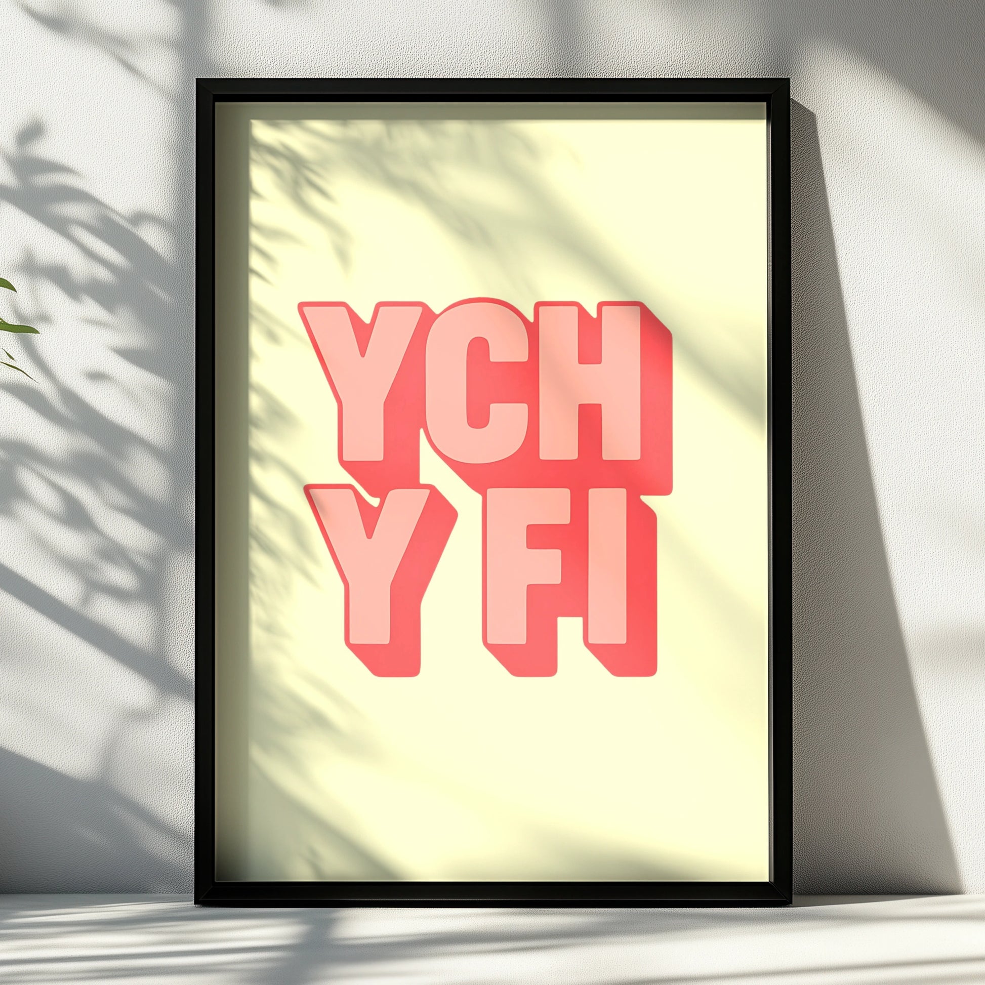 Ych Y Fi Welsh Slang Poster, Wales Wall Art, Bold Typography Print, Pink Red